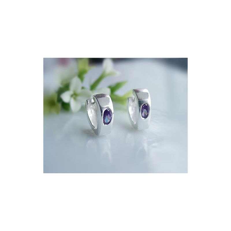 Creolen Ohrringe Silber 925 mit Amethyst lila SB202 Creolen Ohrringe Silber 925 mit Amethyst lila SB202
