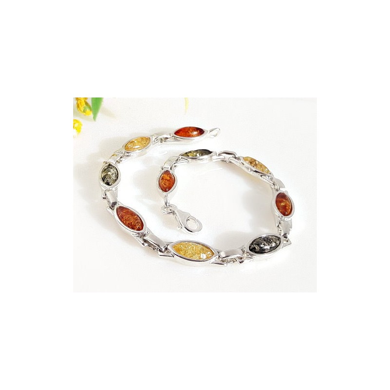 Bernstein Armband 18,5 cm Silber 925 BB119 Bernstein Armband 18,5 cm Silber 925 BB119