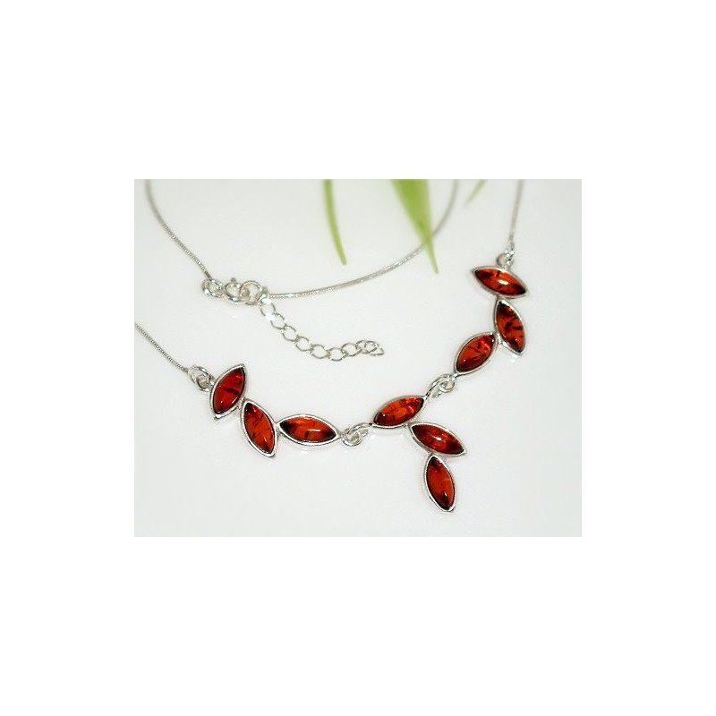 Bernstein-Kette braun Silber 925 Collier BE63 Bernstein-Kette braun Silber 925 Collier BE63