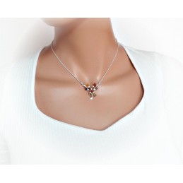 Bernsteinkette tricolor Silber 925 Collier 38,5 cm BC95