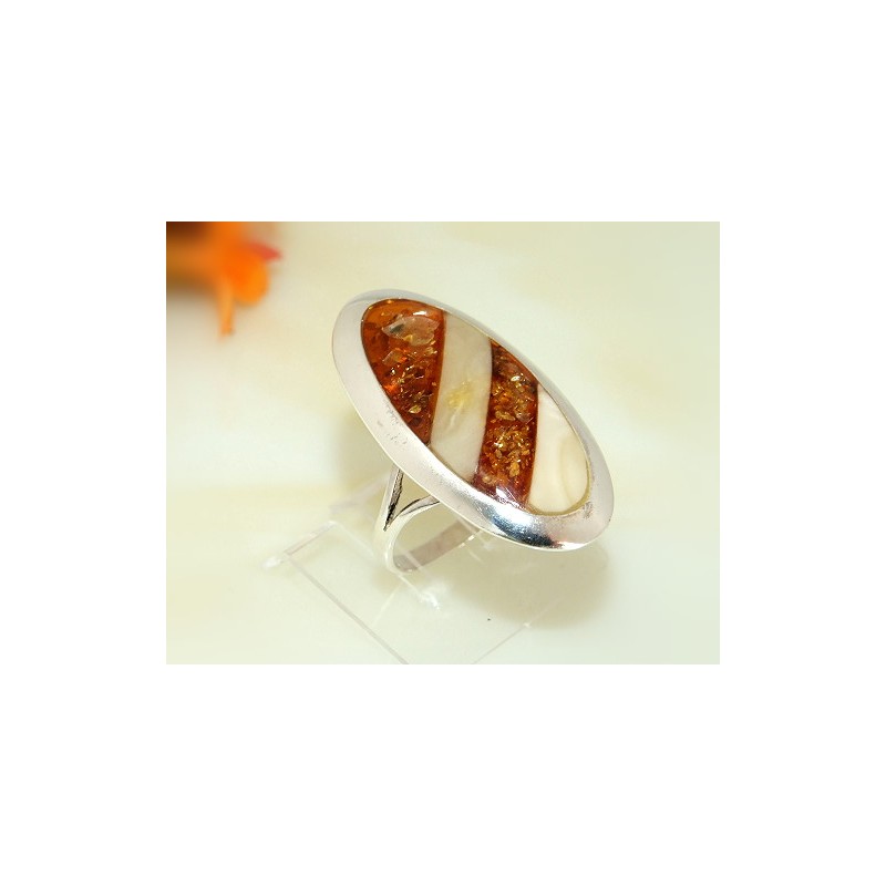 Bernstein Ring 17,5 mm Silber 925 HC68