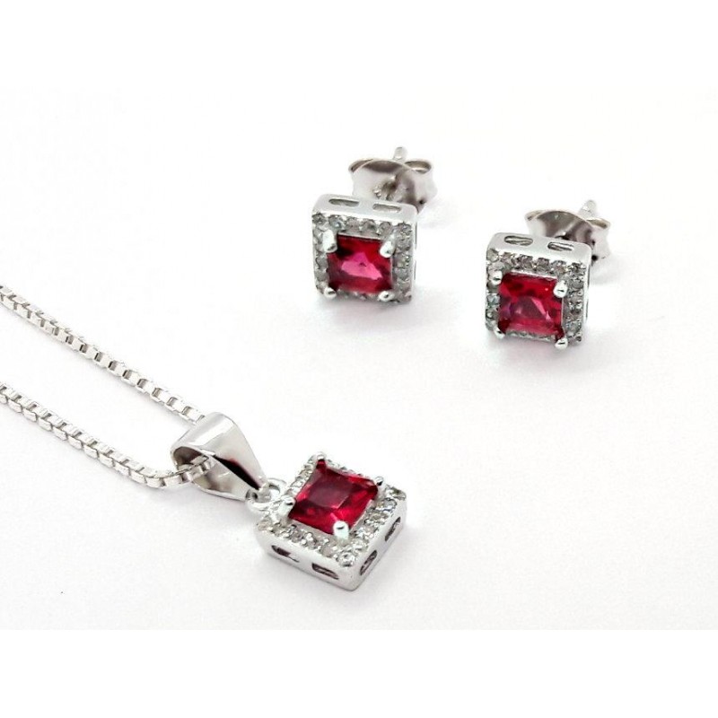Schmuckset Silber 925 rot SET-125 Schmuckset Silber 925 rot SET-125