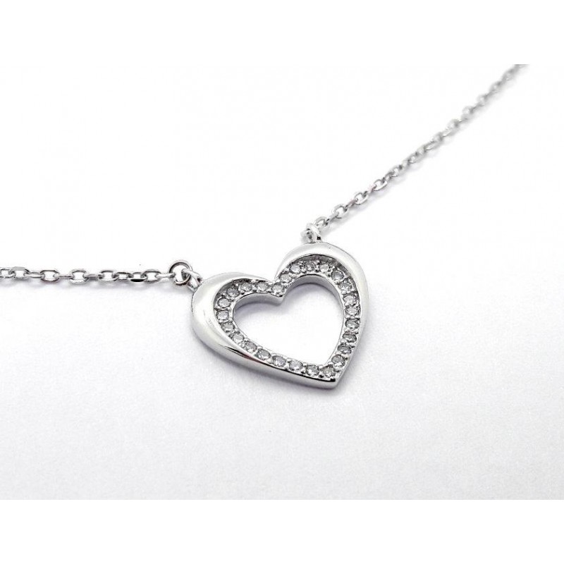 Herz Kette Silber 925 Silberkette 42 cm KB113
