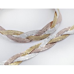 Kette tricolor geflochten 9 mm Silber 925 Silberkette SD188