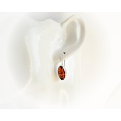 Bernstein Ohrhänger Silber braun oval 925 BJ204