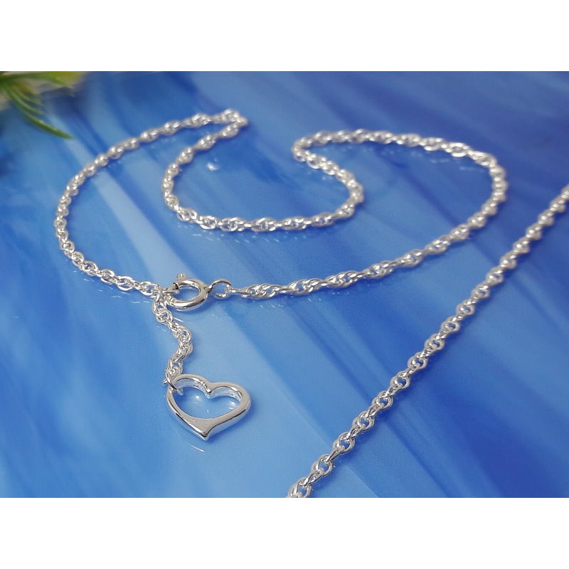 Fußkettchen Silber 925 Kordelkette mit Herz FR42 Fußkettchen Silber 925 Kordelkette mit Herz FR42
