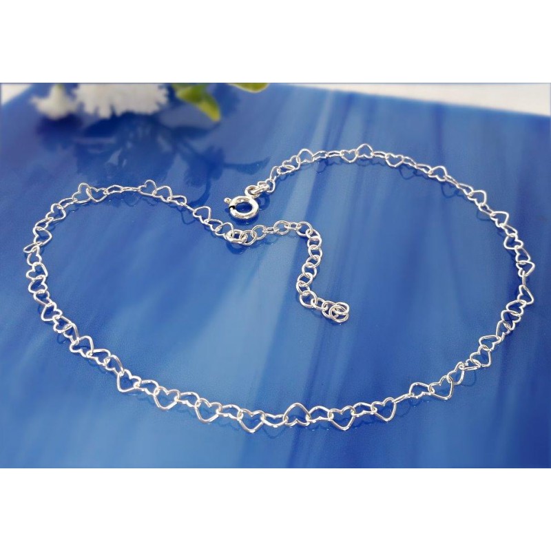 Fußkettchen Silber 925 Herzkette FR61 Fußkettchen Silber 925 Herzkette FR61