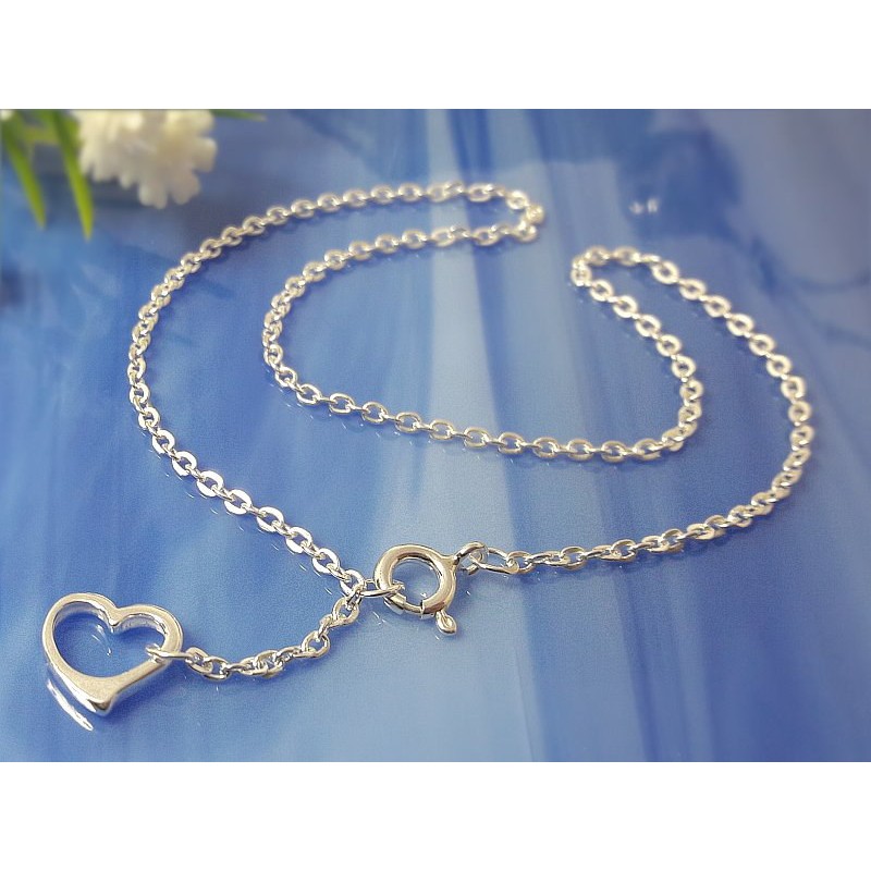 Fußkettchen Silber 925 Ankerkette mit Herz FR41 Fußkettchen Silber 925 Ankerkette mit Herz FR41