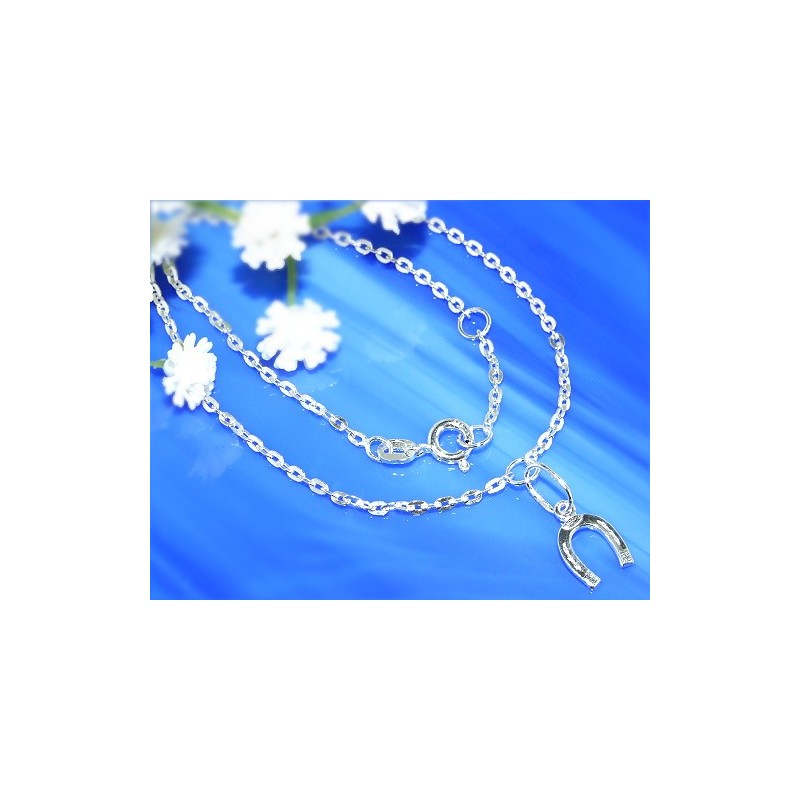 Fußkettchen Silber 925 Ankerkette mit Hufeisen  SF80