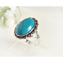 Türkis Ring Silber 925 oval blau GZ173