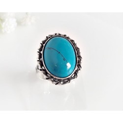 Türkis Ring Silber 925 oval blau GZ173