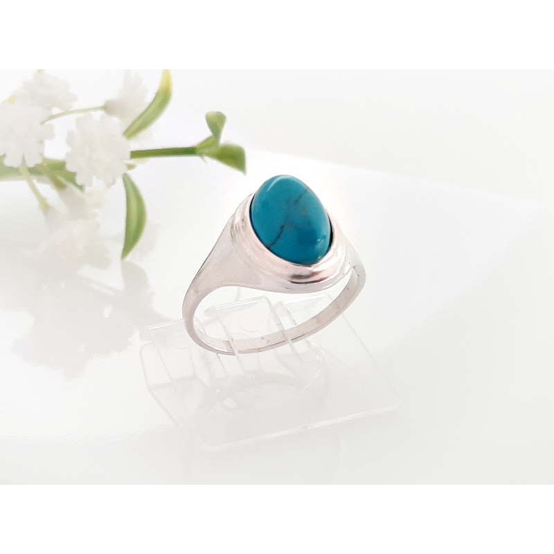 Türkis Ring Silber 925 oval blau GZ217
