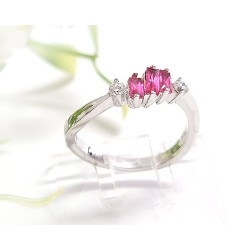 Silber Ring 925 mit Zirkonia weiß rosa SS91