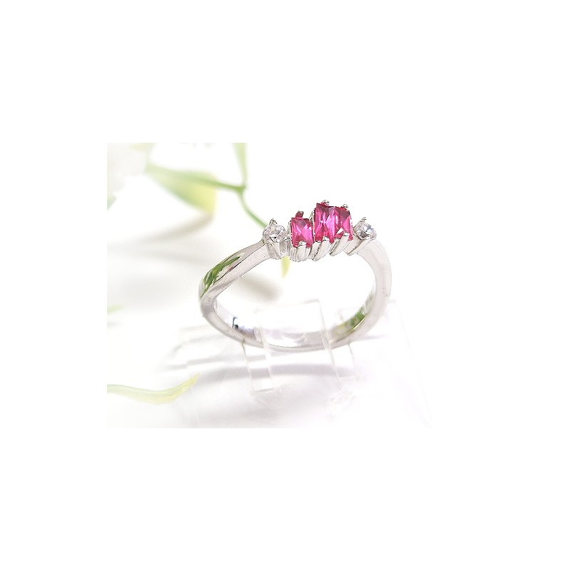 Silber Ring 925 mit Zirkonia weiß rosa SS91