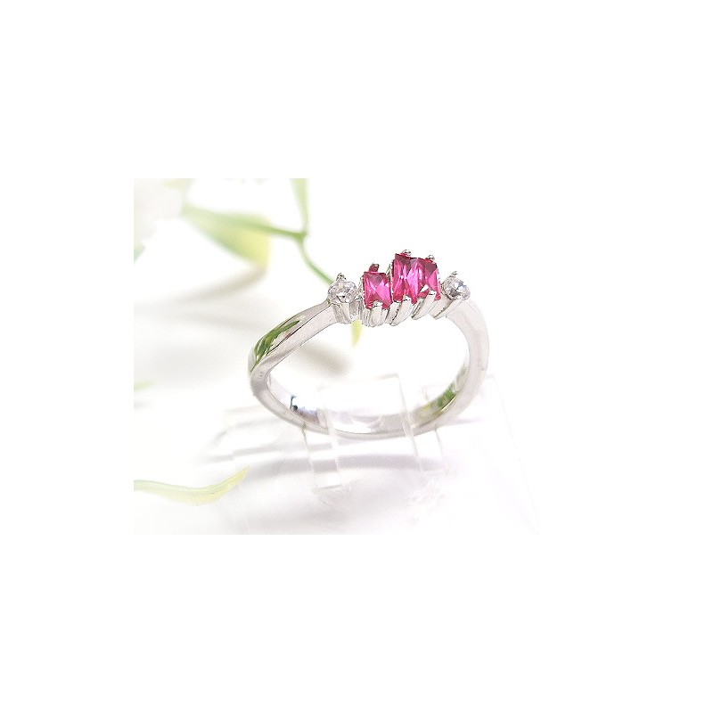 Silber Ring 925 mit Zirkonia weiß rosa SS91 Silber Ring 925 mit Zirkonia weiß rosa SS91
