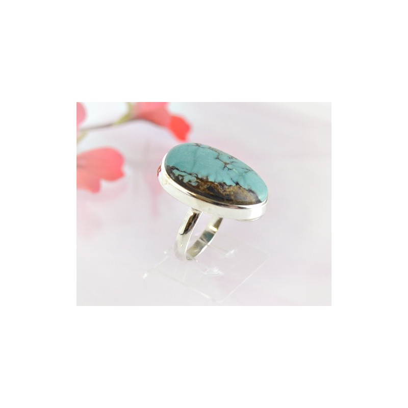 Türkis Ring Silber 925 blau 19 mm GZ134