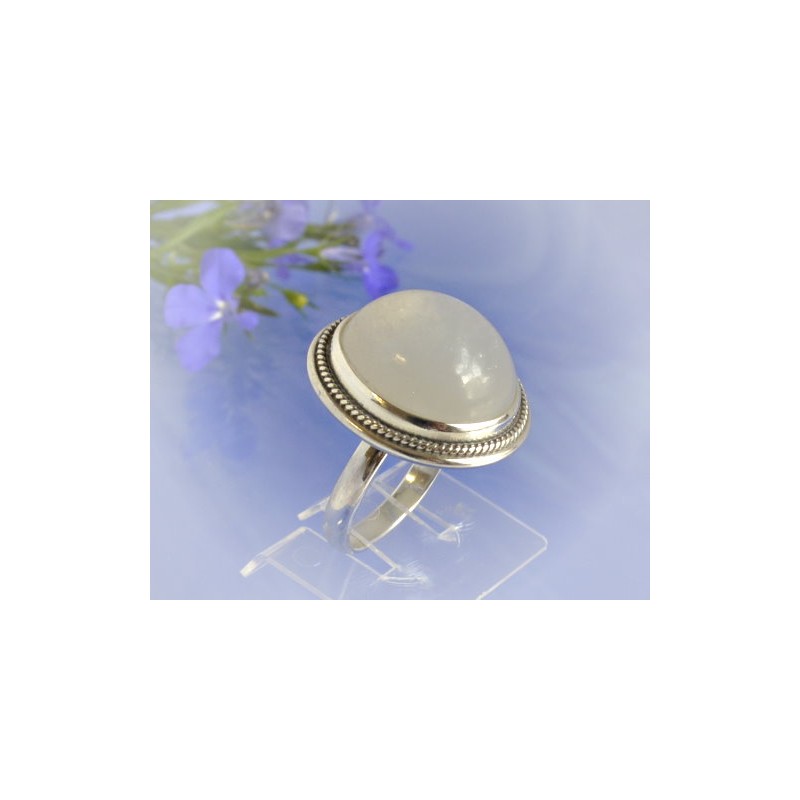 Mondstein Ring 925 weiß blau 18 mm MT52 Mondstein Ring 925 weiß blau 18 mm MT52