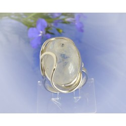 Mondstein Ring 925 weiß blau 17 mm MT55