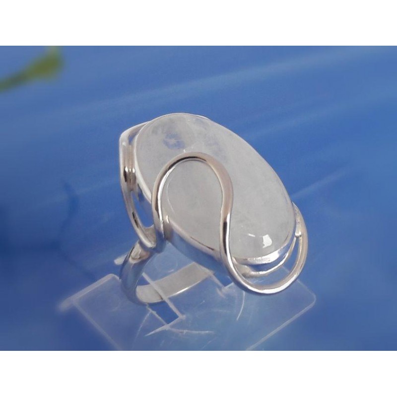 Mondstein Ring 925 weiß blau 17-19,5 mm MT116