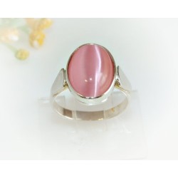 Katzenauge Ring Silber 925 rosa 17 - 21 mm MS26