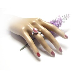 Katzenauge Ring Silber 925 rosa 17 - 21 mm MS26