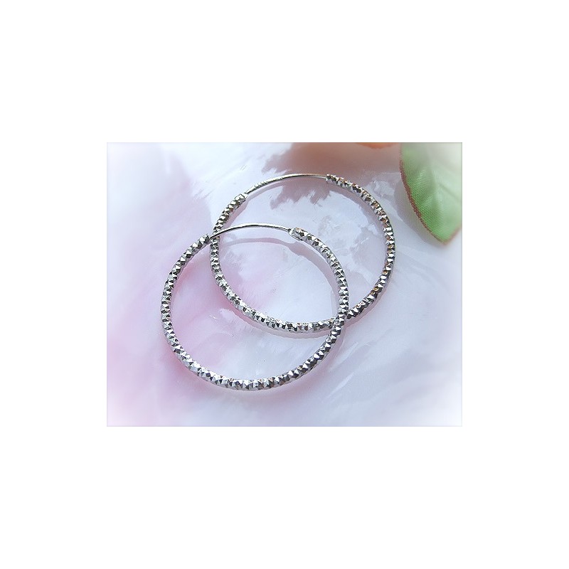 Creolen mit Muster Ø 35 mm Ohrringe Silber 925 SC85 Creolen mit Muster Ø 35 mm Ohrringe Silber 925 SC85